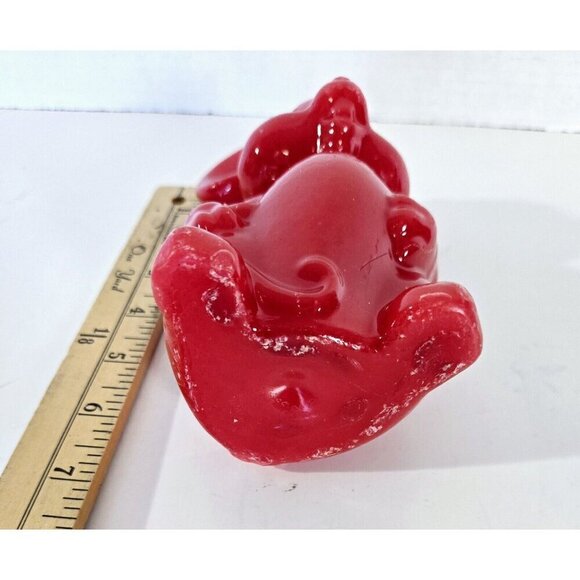 Vintage Candle Christmas Mouse Red With Green Sequin Eyes - Picture 6 of 7